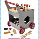 Wooden Magnetic Toolbox Trolley Set with Tools and Building Supplies