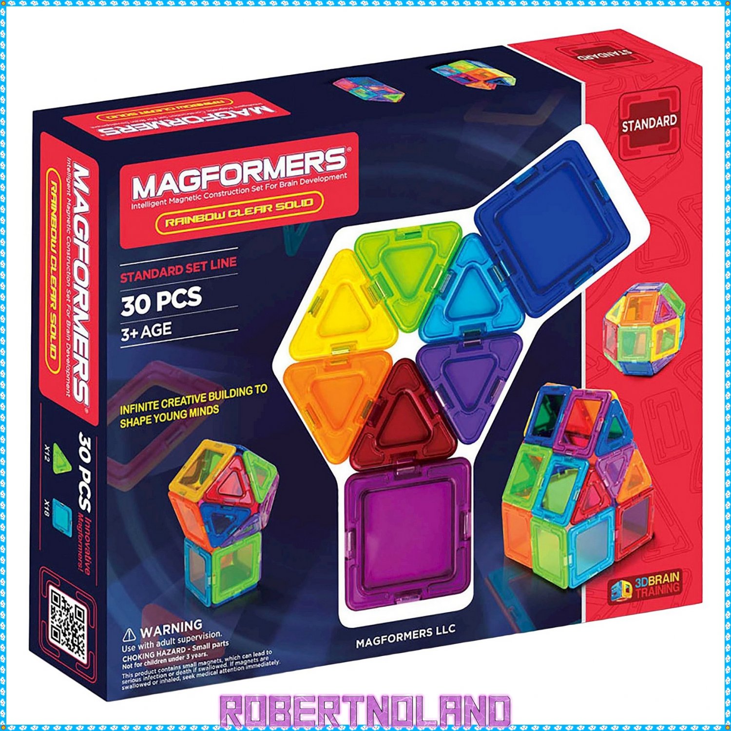 Magformers Rainbow Clear Magnetic Building Set, 30 pcs