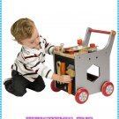 Wooden Magnetic Toolbox Trolley Set with Tools and Building Supplies