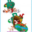 Fabric Apple House with Embroidered Fold-Out Mat and 6 Plush Critters