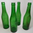 4 VINTAGE Green Soda Bottles