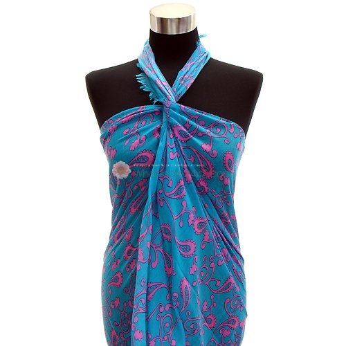 Pareo Paisley Print Sarong Turquoise Pink Shawl Cotton Scarf Wrap