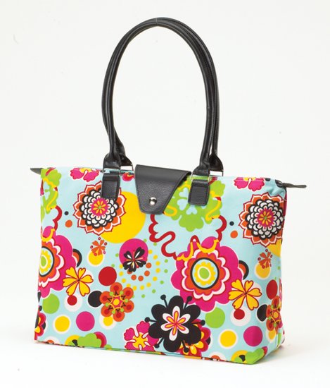 Long Handle Fold Up Tote Bag Flower Power JoAnn Marie Designs