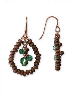 hoop beaded shell glass wood tear dangle earrings drop