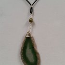 Wire wrapped green agate slice