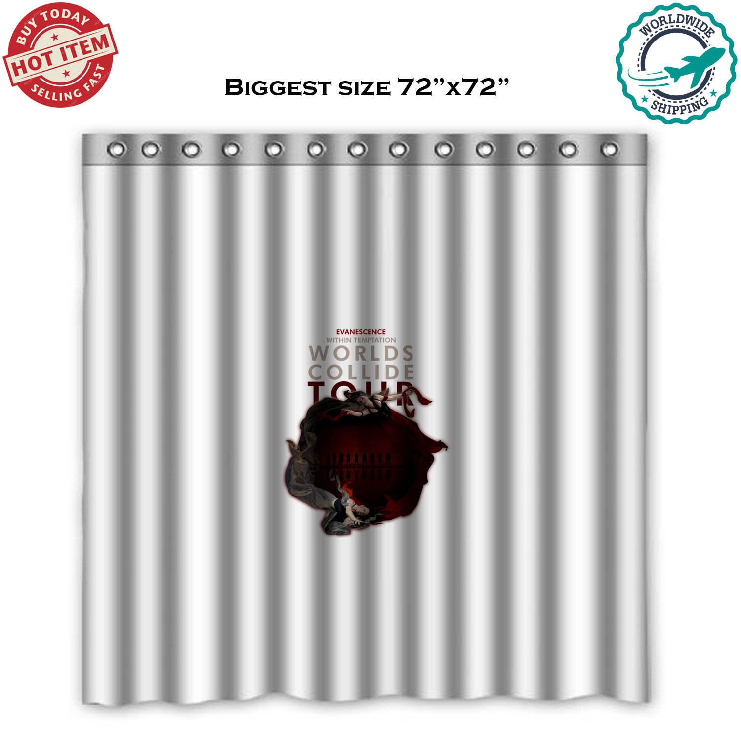 EVANESCENCE, WITHIN TEMPTATION WORLD COLLIDE TOUR Concert Album Shower Curtain