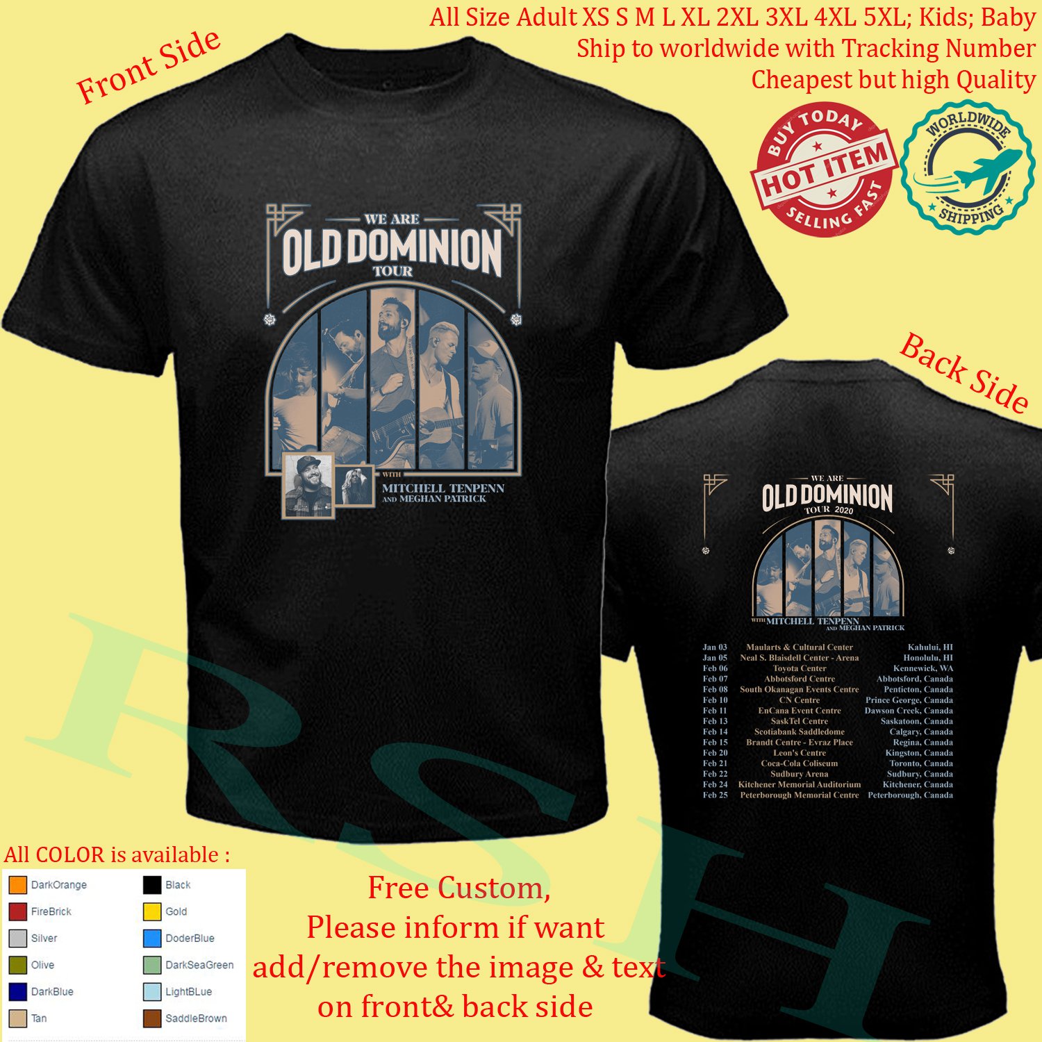 NEW OLD DOMINION WE ARE OLD DOMINION TOUR 2020 Concert Album T-shirt S-5XL Kids Baby's Toddler