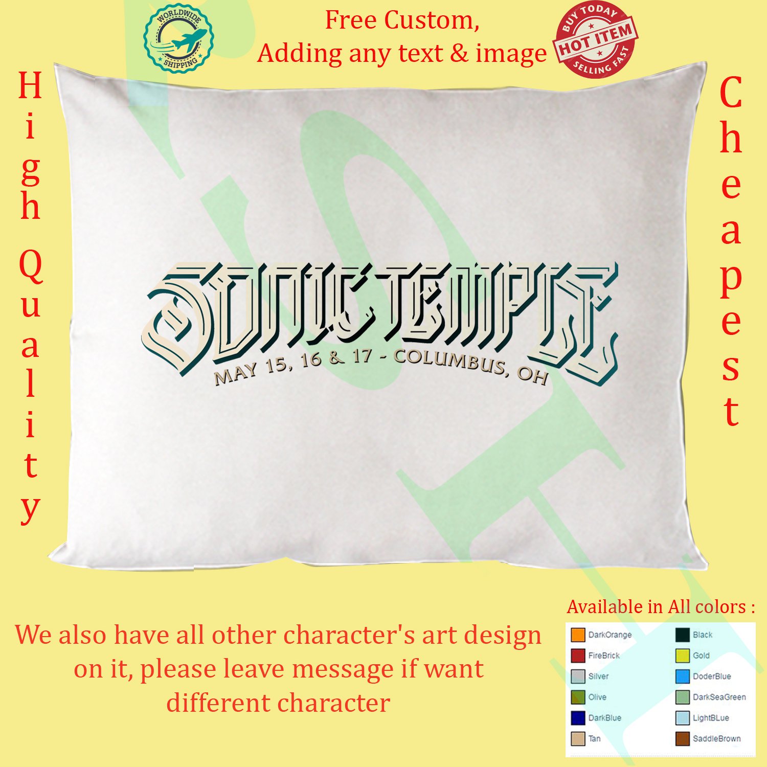 SONIC TEMPLE ART & MUSIC FESTIVAL Concert Album Pillow Cases