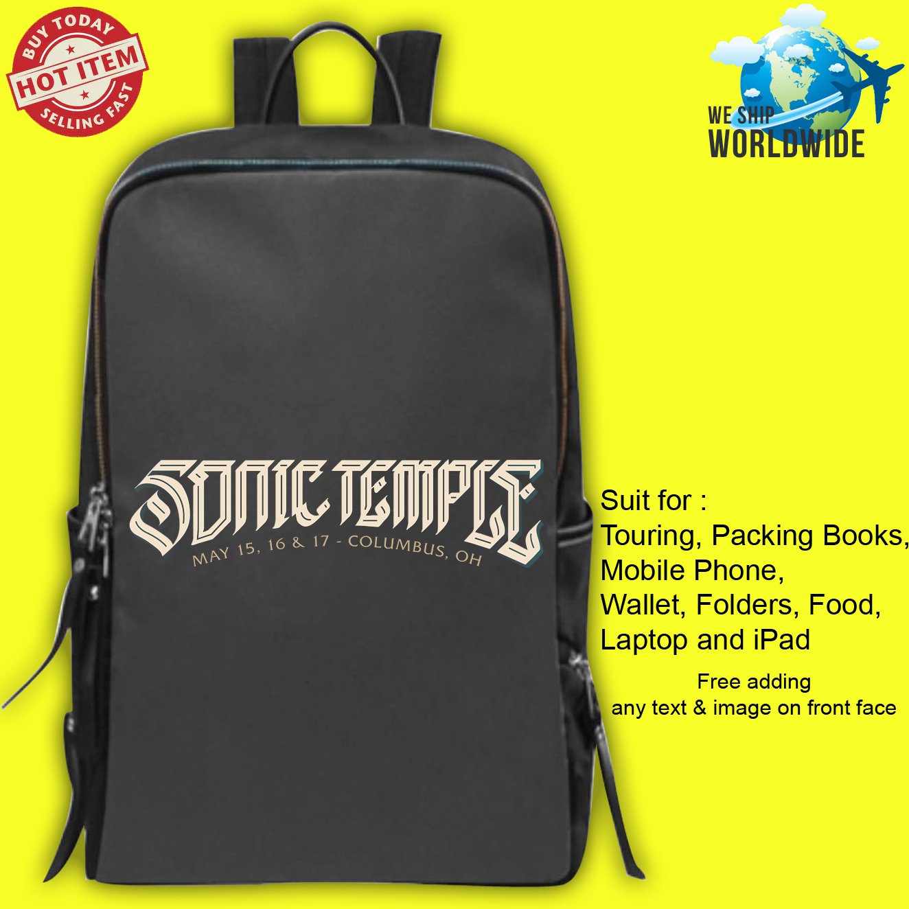 SONIC TEMPLE ART & MUSIC FESTIVAL Concert Album Backpack Bags