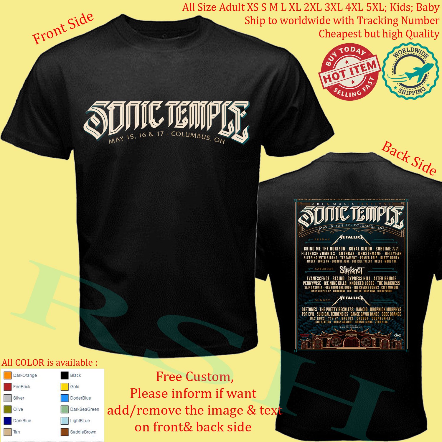 SONIC TEMPLE ART & MUSIC FESTIVAL 2020 Concert Album T-shirt All Size Adult S-5XL Kids Toddler