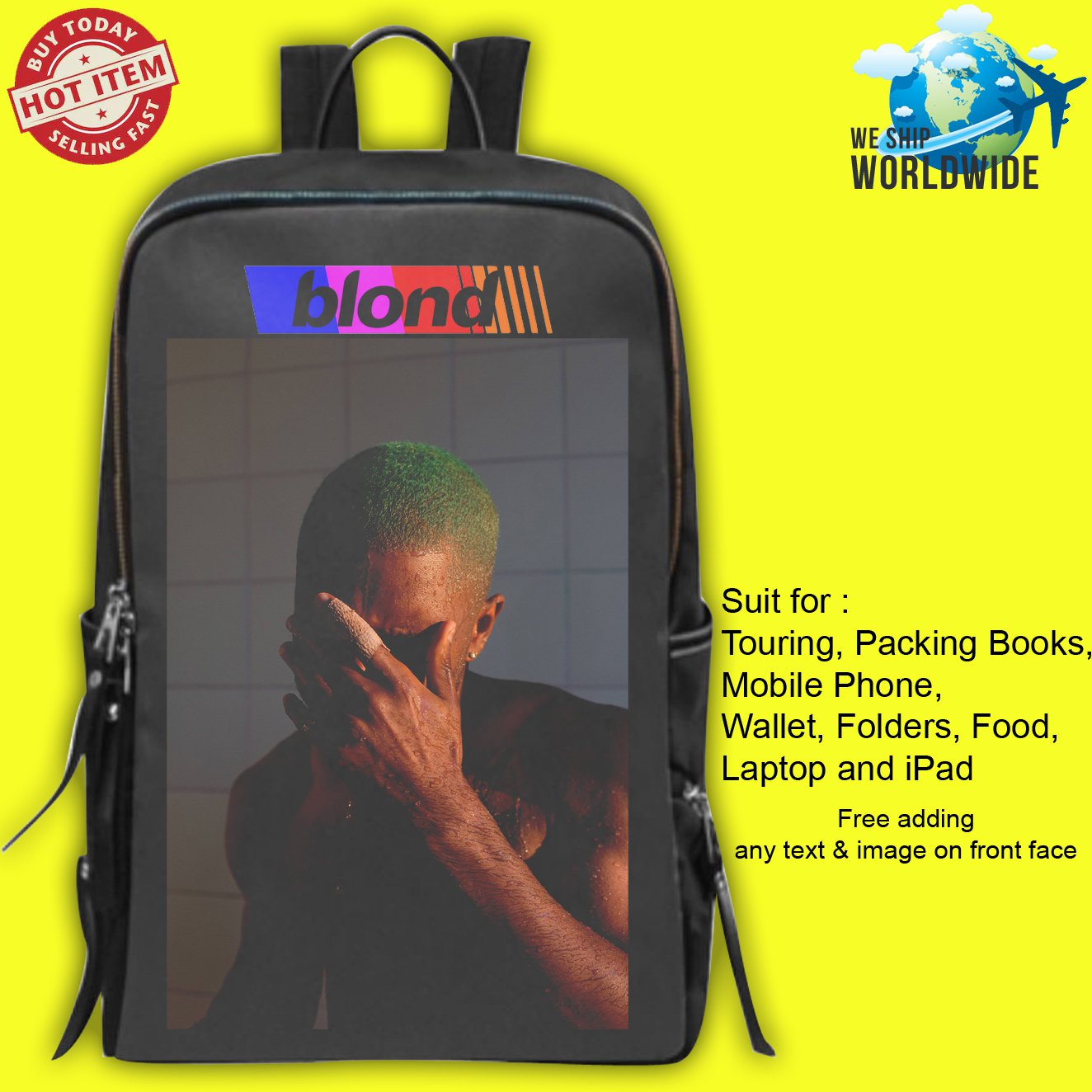 1 FRANK OCEAN  BLOND Tour Concert Album Backpack Bags