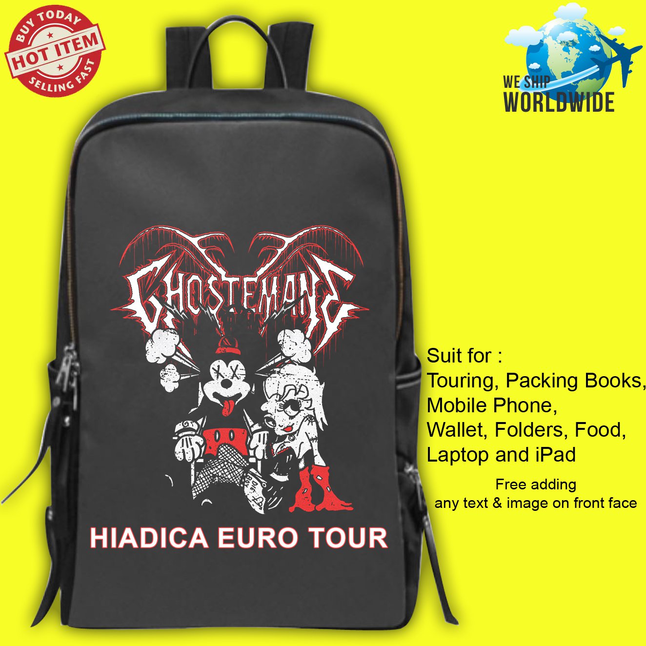GHOSTEMANE HIADICA EURO TOUR Concert Album Backpack Bags