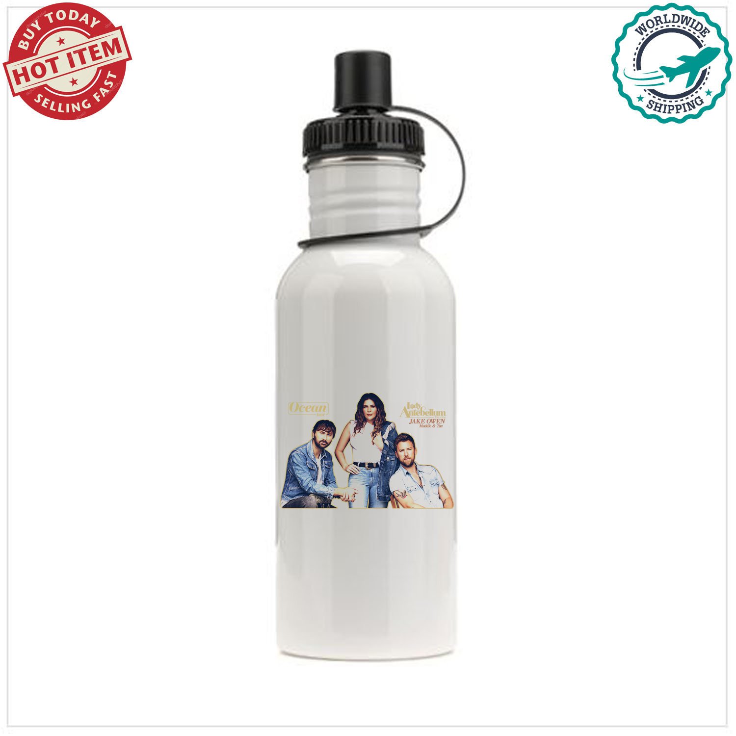 LADY ANTEBELLUM, JAKE OWEN, MADDIE & TAE OCEAN TOUR Concert Album Sports School Bottle