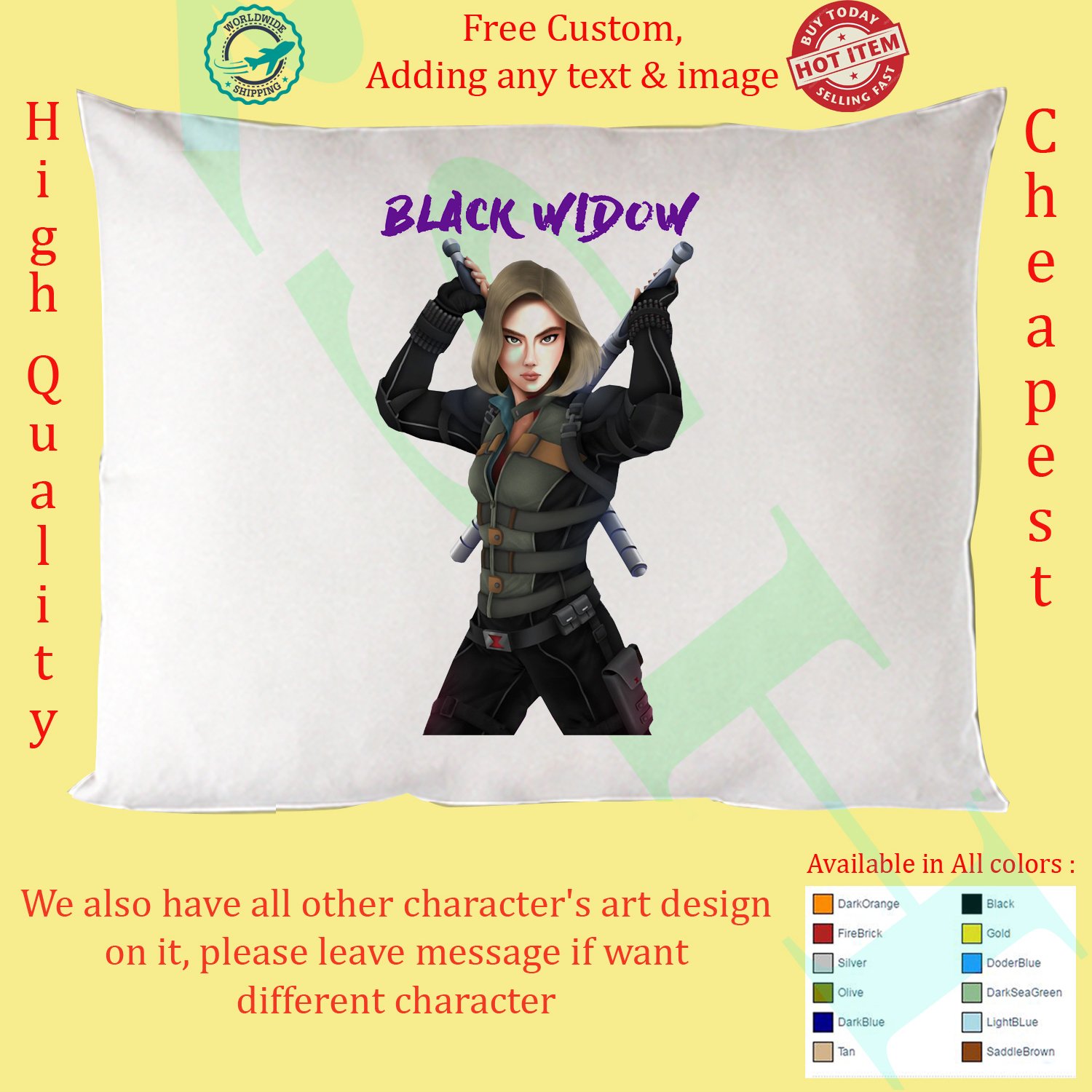 5 BLACK WIDOW Concert Album Pillow Cases