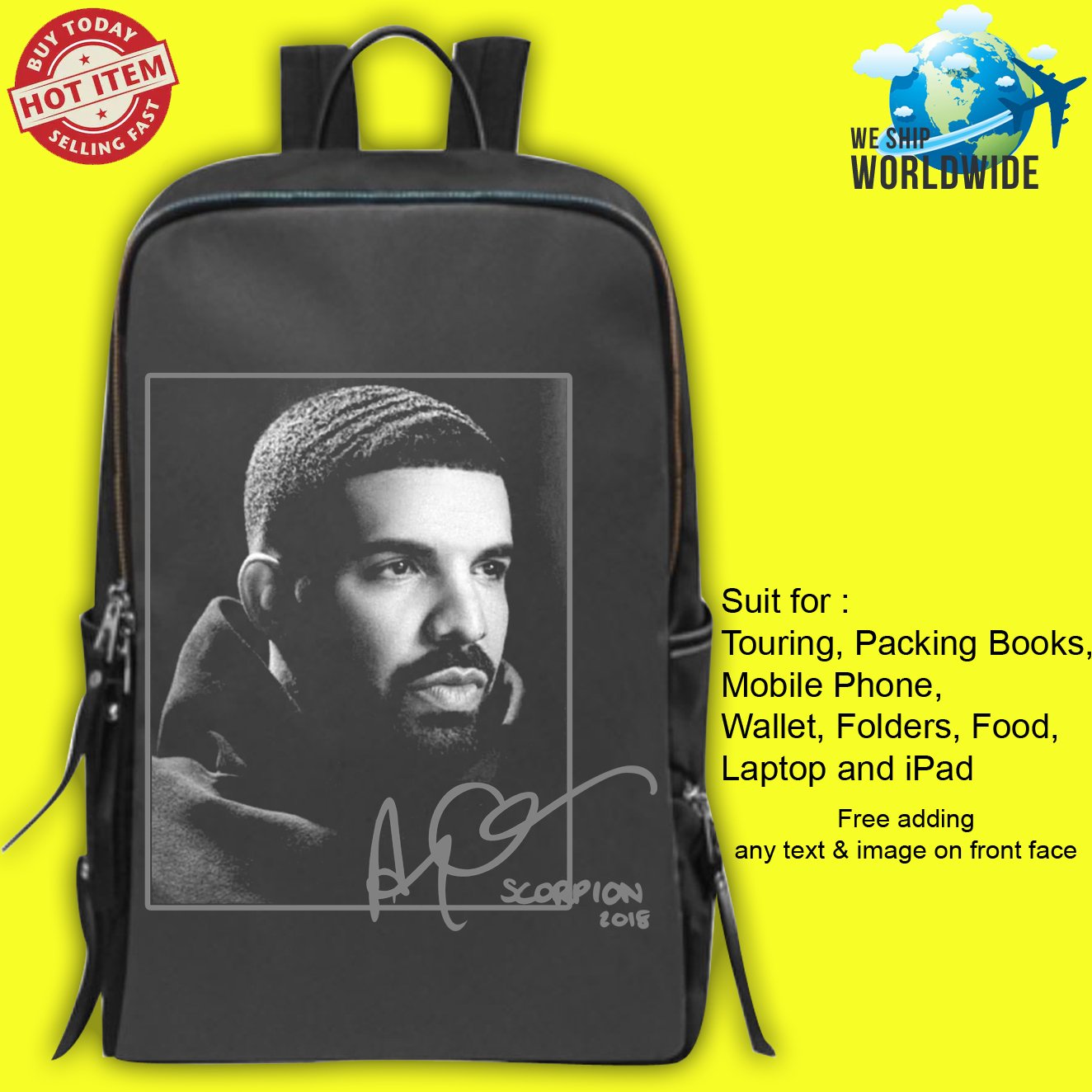 2 DRAKE CARE PACKAGE Concert Album Backpack Bags