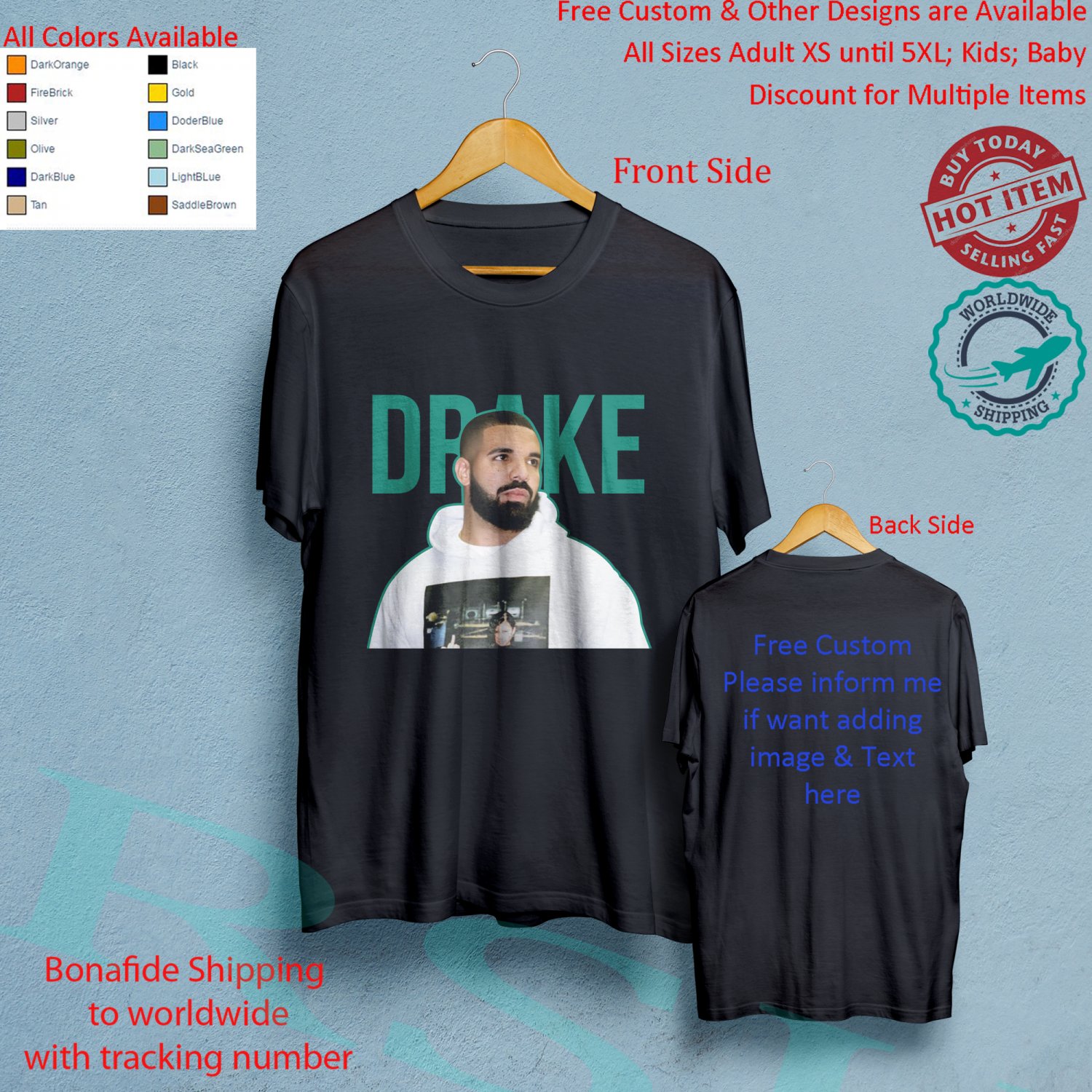3 DRAKE CARE PACKAGE Concert Album T-shirt S-5XL Kids Baby's Toddler