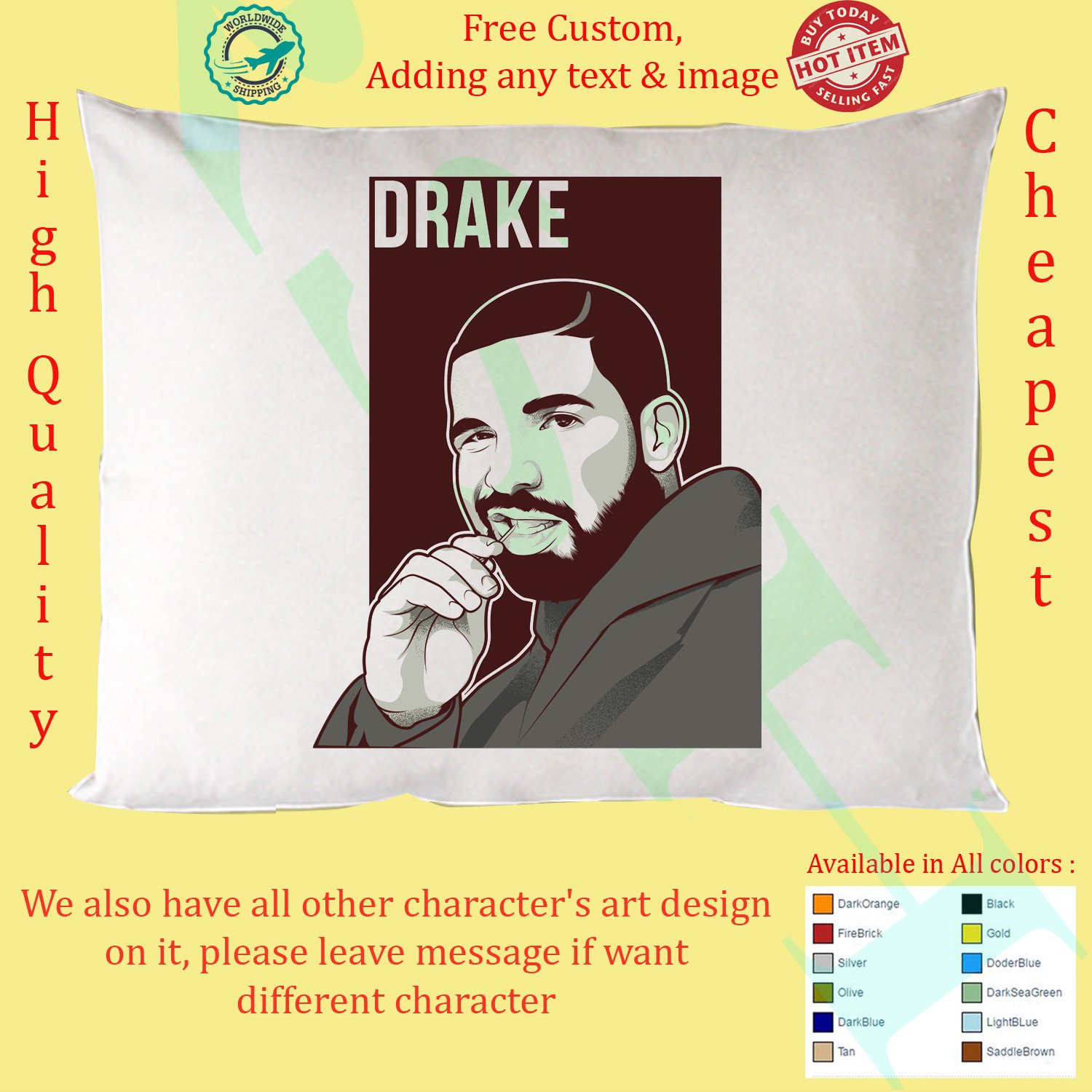 5 DRAKE CARE PACKAGE Concert Album Pillow Cases