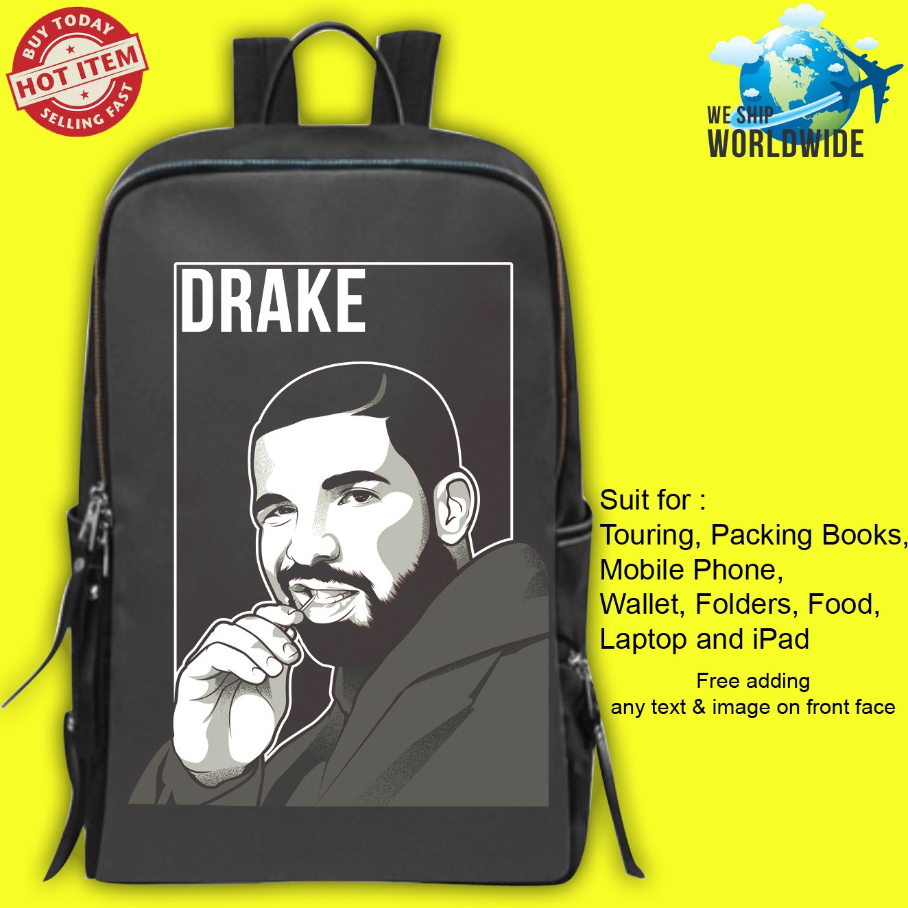 5 DRAKE CARE PACKAGE Concert Album Backpack Bags