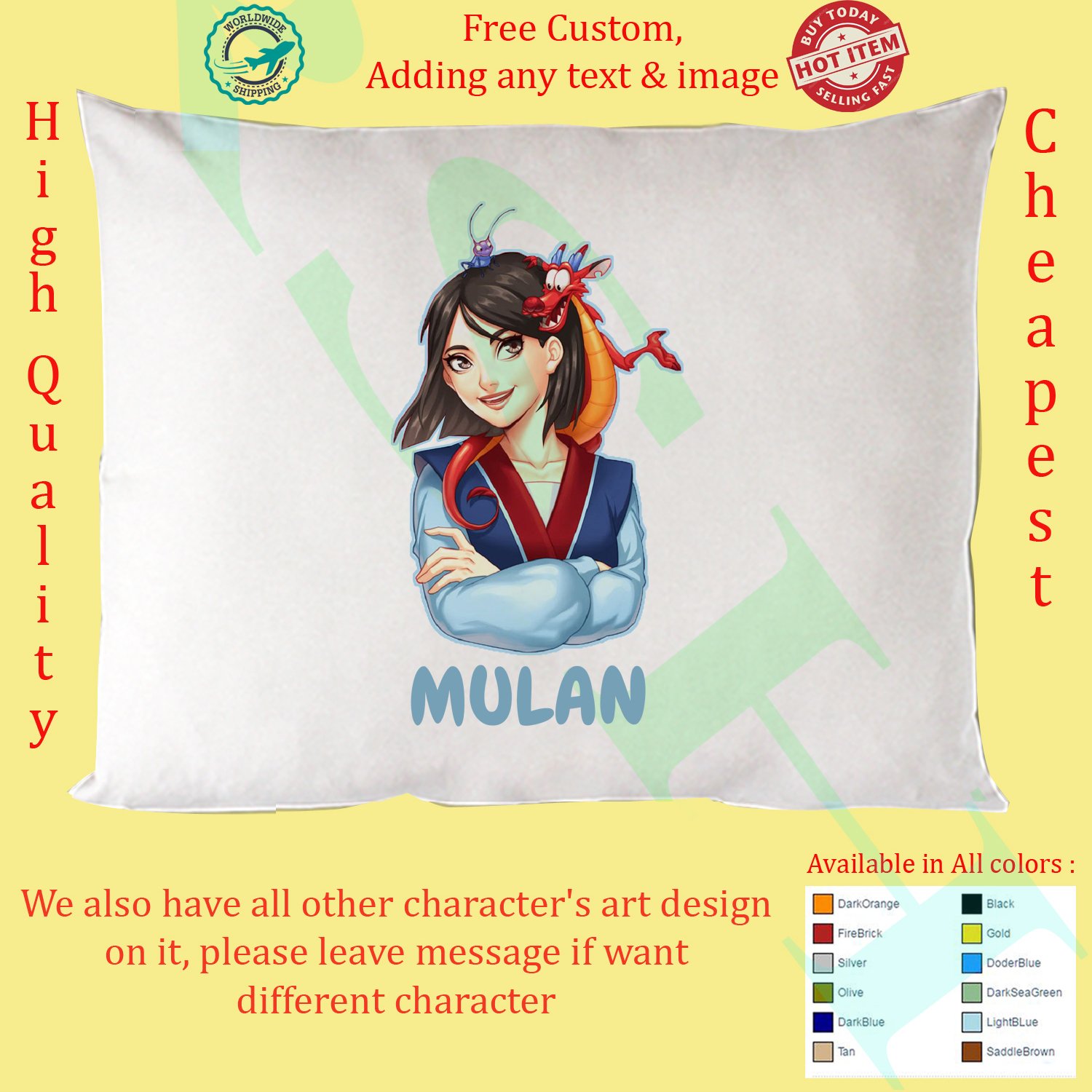 4 MULAN Concert Album Pillow Cases