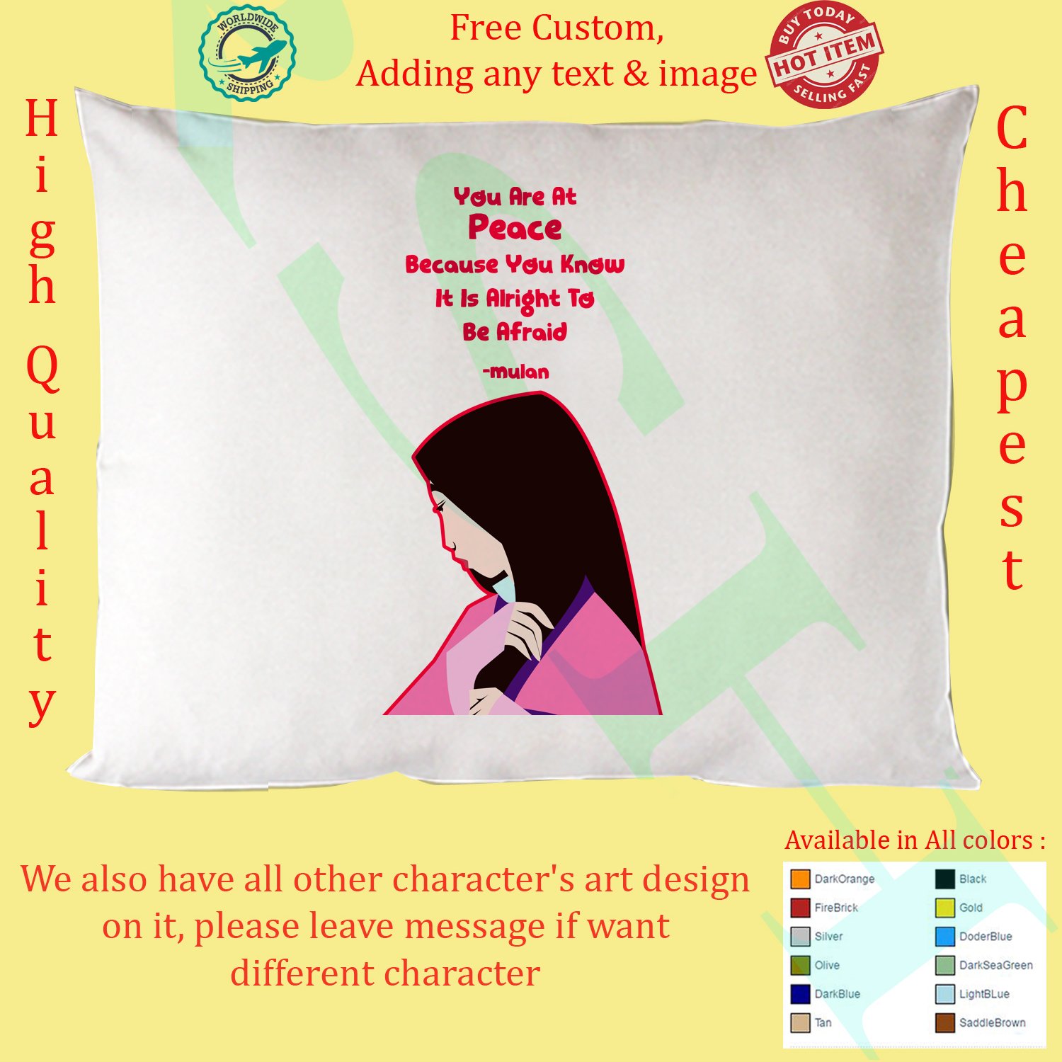 5 MULAN Concert Album Pillow Cases