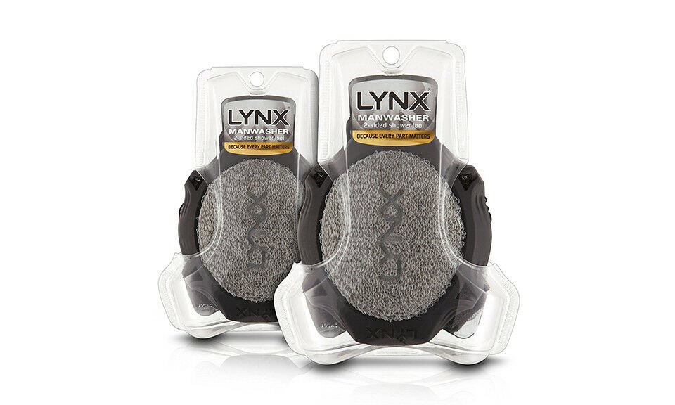 Pack of 2 Lynx Manwasher 2 Sided Shower Tool Body Puff Scrub