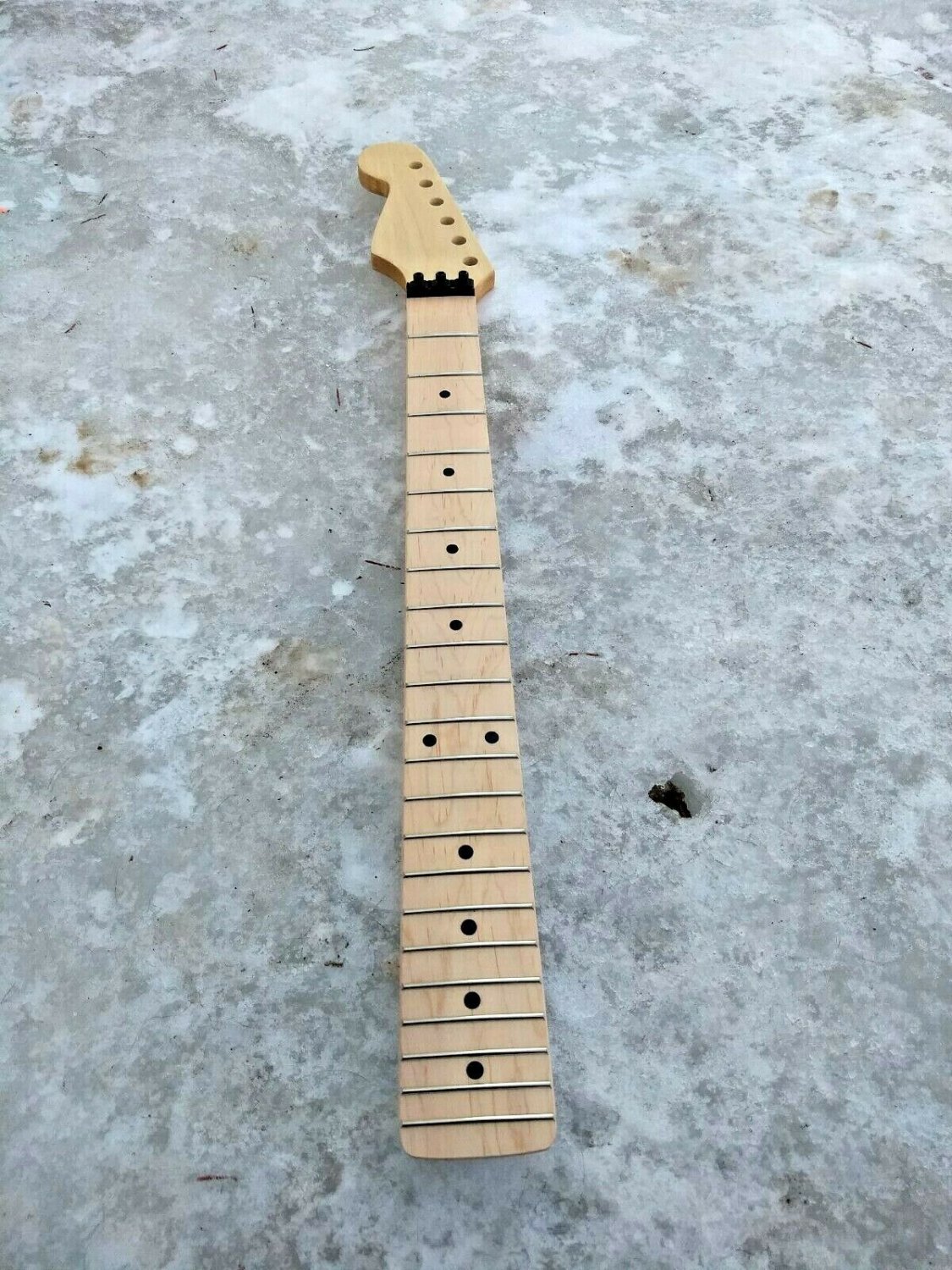 REVERSE STRAT HEAD GUITAR NECK WITH LOCKING NUT PROJECT Steel FRETS FITS OEM