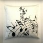 handmade black and white MUSICAL notes pattern cushion cover pillowcase