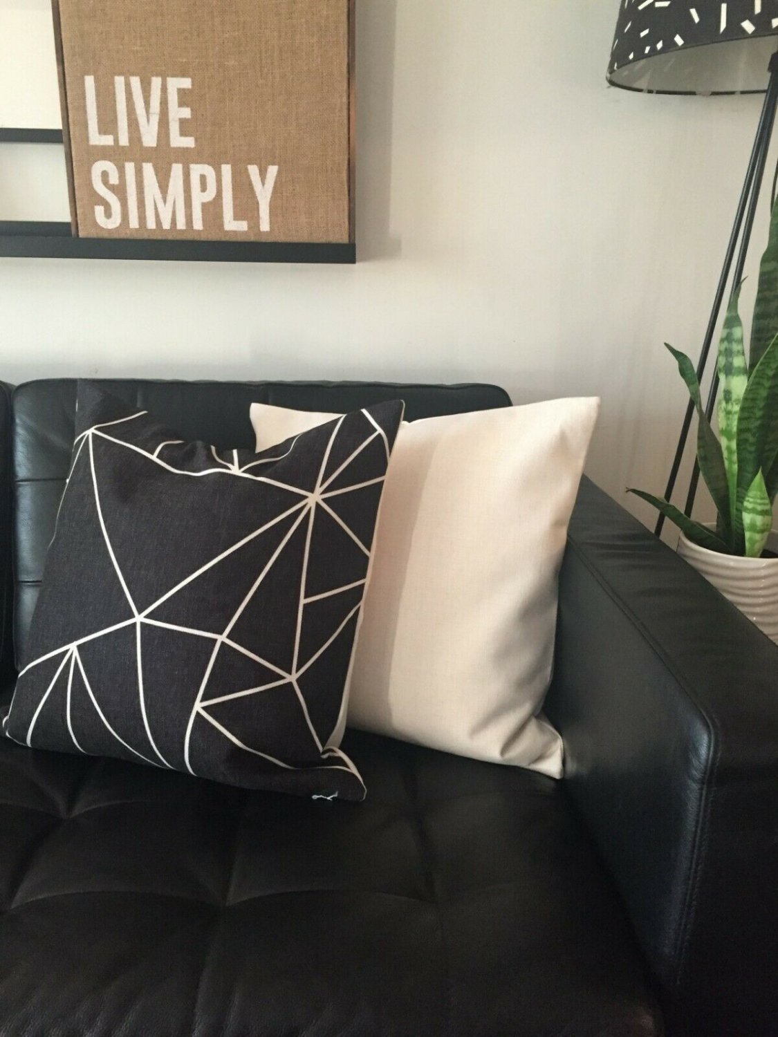 geometric pattern black and white cushion cover
