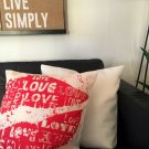 handmade artistic LOVE pattern cotton and polyester cushion cover