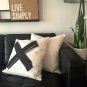 handmade black and white X cotton and polyester cushion cover