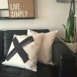 handmade black and white X cotton and polyester cushion cover