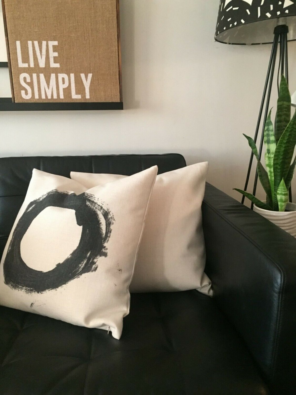 handmade black and white circle cotton polyester cushion cover pillowcase