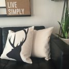 handmade black and white reindeer cotton and polyester cushion cover