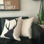 handmade black and white reindeer cotton and polyester cushion cover