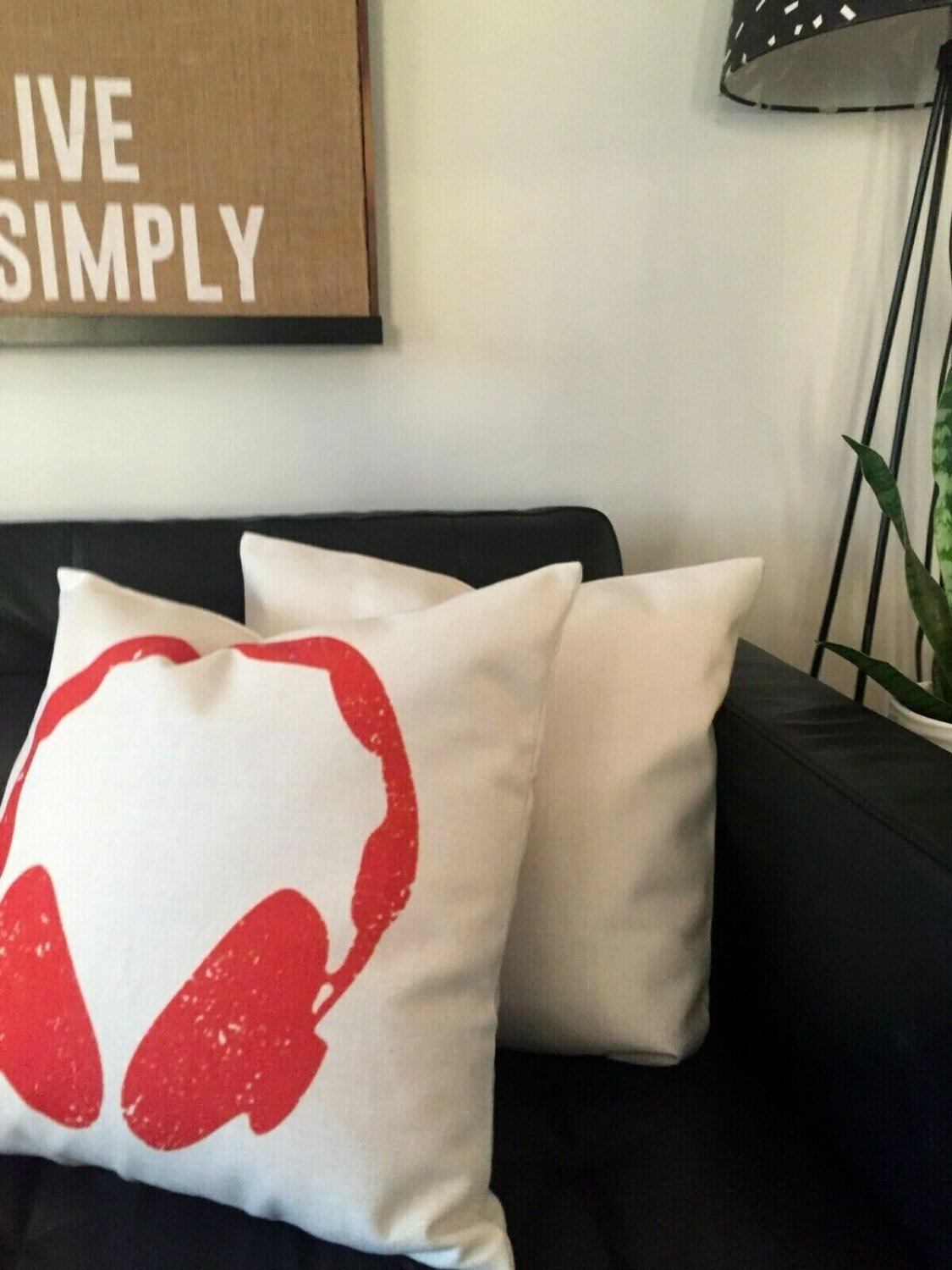 handmade red and white head phone cotton and polyester cushion cover
