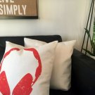 handmade red and white head phone cotton and polyester cushion cover