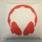 handmade red and white head phone cotton and polyester cushion cover