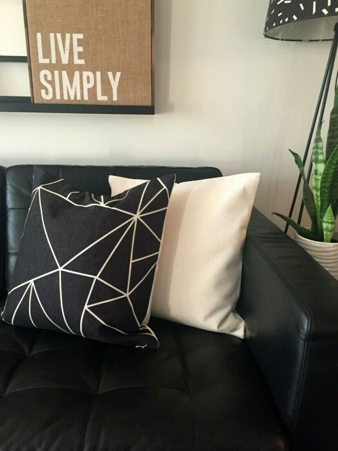handmade geometric pattern black and white cushion cover pillow case covers