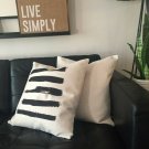 handmade black and white abstract stripe cotton and polyester cushion cover