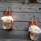 Mason Jar Wall Sconce Set of Two, Small Mason Jar Wall Decor, Handmade in USA