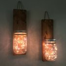 Mason Jar Hanging Wall Sconce Hanging Wall Planter w/ Optional LED Fairy Lights