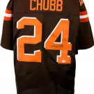 Nick Chubb Signed Brown Custom Pro-Style Football Jersey JSA