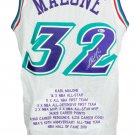 Karl Malone Utah Signed Custom White Basketball Stat Jersey BAS