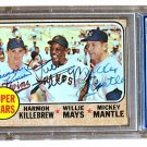 Harmon Killebrew Willie Mays Mickey Mantle Signed 1968 Topps #490 Card PSA/DNA