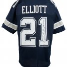Ezekiel Elliott Signed Custom Blue Pro-Style Football Jersey BAS