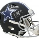 Dak Prescott Amari Cooper Signed Cowboys FS Matte Black Speed Rep Helmet BAS JSA