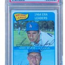 Sandy Koufax Don Drysdale Dodgers Dual Signed 1965 Topps Card #8 ERA Leaders PSA