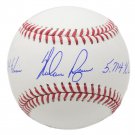 Nolan Ryan Rangers Signed MLB Baseball 324 Win 5714 K's Insc JSA +Ryan Holo