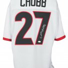 Nick Chubb Signed White Custom College-Style Football Jersey JSA