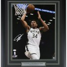 Giannis Greek Freak Antetokounmpo Signed Framed Bucks 16x20 Mid-Dunk Photo JSA